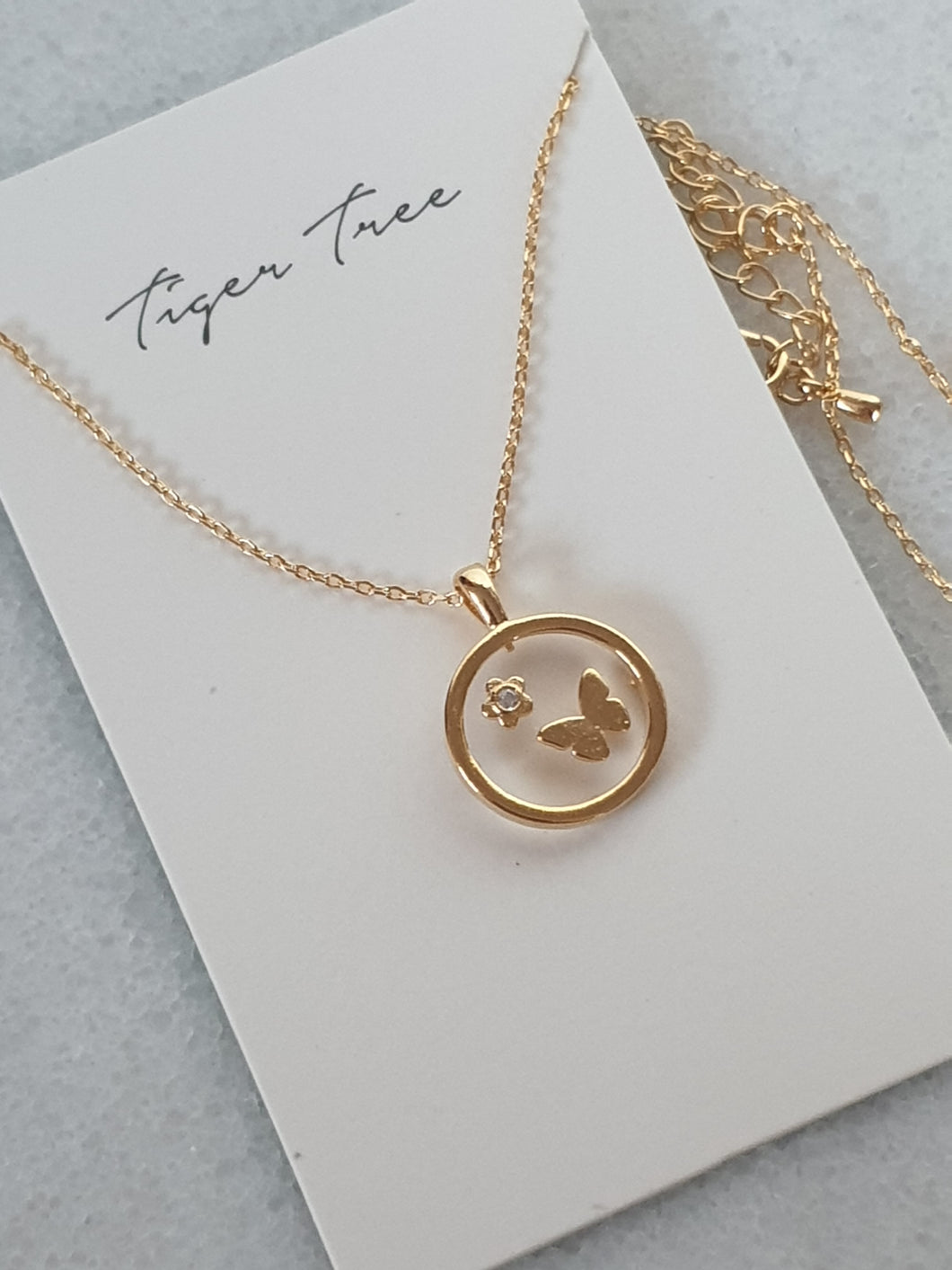 Flower and Butterfly Necklace - Tiger Tree
