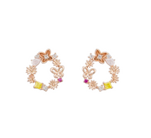 Load image into Gallery viewer, Rose Gold Flower Garden Crystal Earrings - Tiger Tree
